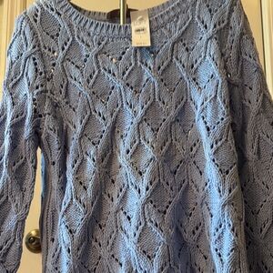 LOFT Women's Light Blue Textured Knit Sweater